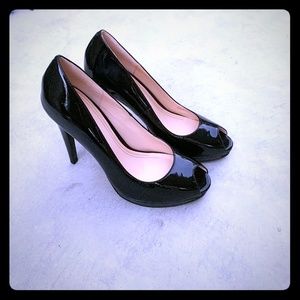 Perfect Black Patent Leather Open Toe Heel